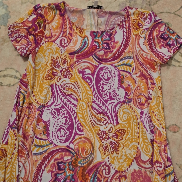 Chaus Tops - Chaus Vibrant Paisley Blouse in Pink and Yellow